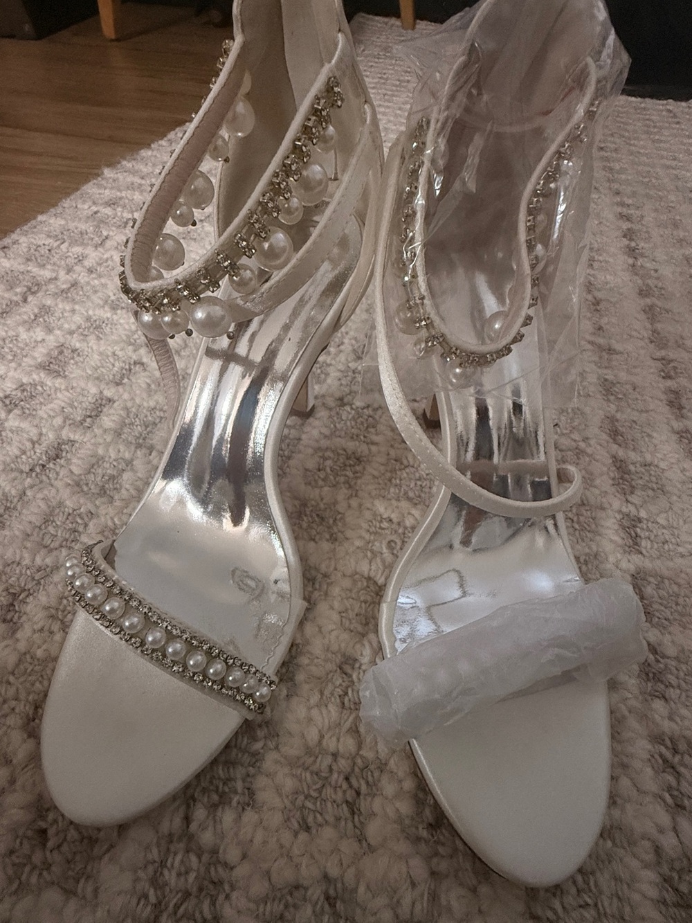 Elegant White Pearl Embellished Women's Heels